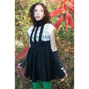 Vintage 1990s Y2K caged bodice babydoll high waist mini dress